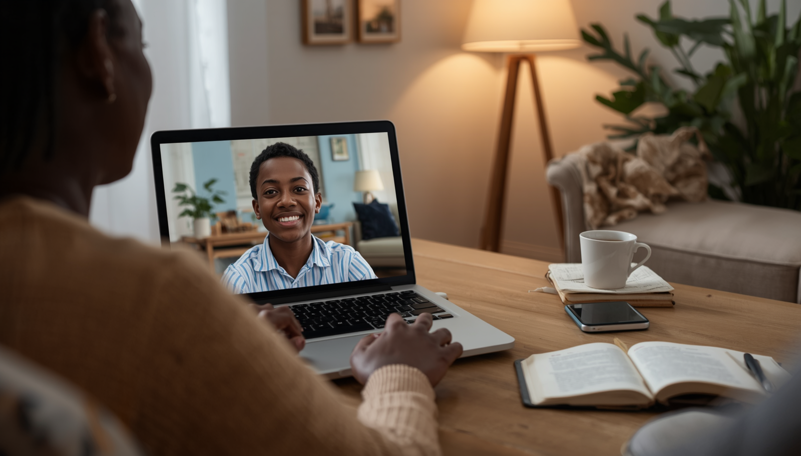 Virtual teen counseling session via video call